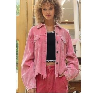 POL Vibrant Pink Soft Corduroy Jacket